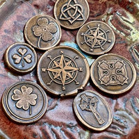 Copper Pocket Charms, Good Luck, Safety Protection, Magical Charms, Talisman Amulet, Compass, Celtic Cross, Shamrock Clover, Pocket Tokens
