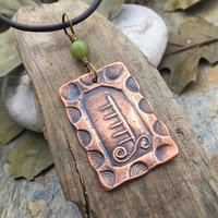 Apple Tree Ogham Charm, Copper Pendant, Connemara Marble, Hand Carved Art, Irish Celtic Spirals, Leather & Vegan Cords, Druid Pagan Trees