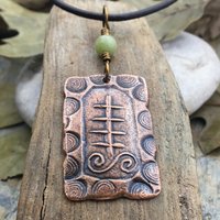 Aspen Poplar Ogham, Connemara Marble, Irish Celtic Jewelry, Ogham Jewelry, Pagan Druid, Copper Ogham, Celtic Tree Astrology, Hand Carved