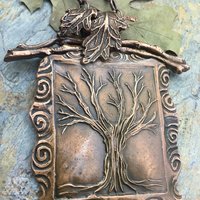 Celtic Tree of Life Pendant, Copper Tree Necklace, Irish Celtic Spirals, Leaves, Statement Art Jewelry, Hand Carved, Soul Harbor Jewelry