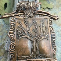 Celtic Tree of Life Pendant, Copper Tree Necklace, Irish Celtic Spirals, Leaves, Statement Art Jewelry, Hand Carved, Soul Harbor Jewelry
