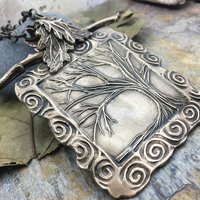 Celtic Tree of Life, Bronze Tree Necklace, Hand Carved Art Jewelry, Large Statement Pendant, Irish Celtic Spirals, Soul Harbor Jewelry