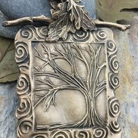Celtic Tree of Life, Bronze Tree Necklace, Hand Carved Art Jewelry, Large Statement Pendant, Irish Celtic Spirals, Soul Harbor Jewelry