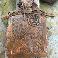 Celtic Tree of Life Pendant, Copper Tree Necklace, Irish Celtic Spirals, Leaves, Statement Art Jewelry, Hand Carved, Soul Harbor Jewelry