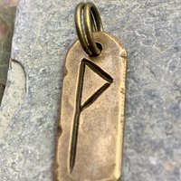 Wunjo Rune, Nordic Runes, Bronze Rune Pendant, Viking Runes, Rune Charms, Rune Jewelry, Nordic Jewelry, Elder Futhark, Viking Jewelry