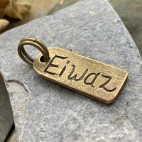 Eihwaz Rune, Bronze Charm Pendant, Men's Viking Jewelry, Handmade Hand-carved, Unisex Charms, Ancient Pagan, Norse Nordic Gifts, Cords Chain