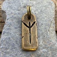 Algiz Rune, Bronze Rune Charm, Hand-Carved, Viking Pendant, Nordic Norse Jewelry, Elder Futhark, Leather & Vegan Cords, Unisex Jewelry
