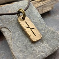 Nauthiz Rune, Bronze Charm, Men's Rune Jewelry, Nauthiz Nordic Rune, Elder Futhark, Viking Jewelry, Hand Carved, Soul Harbor Jewelry