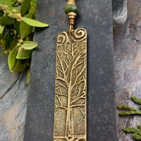 Tree of Life, Bronze Pendant, Connemara Marble, Irish Celtic Jewelry, Long Tree Necklace, Celtic Spirals, Hand Carved, Soul Harbor Jewelry