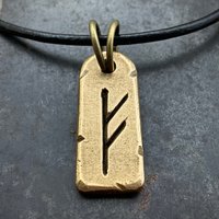 Fehu Rune, Nordic Runes, Bronze Rune Pendant, Viking Runes, Rune Charms, Men's Necklaces, Nordic Jewelry, Elder Futhark, Viking Jewelry