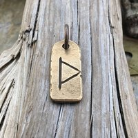 Thurisaz Rune Charm, Bronze Rune Pendant, Hand Carved, Nordic Norse, Men's Viking Jewelry, Eco Recycled Metal, Leather & Vegan Cords, Odin