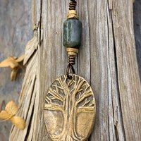 Celtic Tree of Life, Bronze Pendant, Connemara Marble, Irish Celtic Jewelry, Oval Tree of Life, Crann Bethadh, Soul Harbor Jewelry