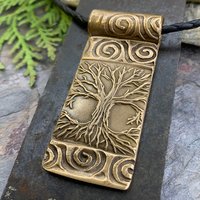Celtic Tree of Life, Bronze Tree Pendant, Hand Carved, Irish Celtic Spirals, Crann Bethadh, Druid Pagan, Handmade Art, Soul Harbor Jewelry