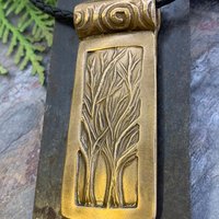 Two Trees Bronze Pendant, Celtic Tree of Life, Hand Carved, Irish Celtic Spirals, Intertwined, Handmade Art Jewelry, 8th Anniversary Gifts