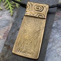Two Trees Bronze Pendant, Celtic Tree of Life, Hand Carved, Irish Celtic Spirals, Intertwined, Handmade Art Jewelry, 8th Anniversary Gifts