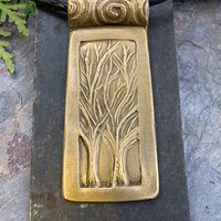 Two Trees Bronze Pendant, Celtic Tree of Life, Hand Carved, Irish Celtic Spirals, Intertwined, Handmade Art Jewelry, 8th Anniversary Gifts