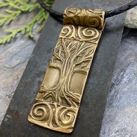 Celtic Tree of Life, Bronze Tree Pendant, Hand Carved Art Jewelry, Irish Celtic Spirals, Crann Bethadh, 8th Anniversary, Soul Harbor Jewelry