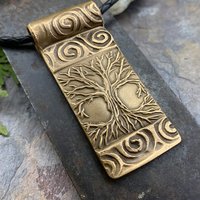 Celtic Tree of Life, Bronze Tree Pendant, Hand Carved, Irish Celtic Spirals, Crann Bethadh, Druid Pagan, Handmade Art, Soul Harbor Jewelry