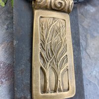 Two Trees Bronze Pendant, Celtic Tree of Life, Hand Carved, Irish Celtic Spirals, Intertwined, Handmade Art Jewelry, 8th Anniversary Gifts