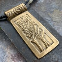 Two Trees Bronze Pendant, Celtic Tree of Life, Hand Carved, Irish Celtic Spirals, Intertwined, Handmade Art Jewelry, 8th Anniversary Gifts