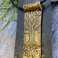 Celtic Tree of Life, Bronze Tree Pendant, Hand Carved Art Jewelry, Irish Celtic Spirals, Crann Bethadh, 8th Anniversary, Soul Harbor Jewelry