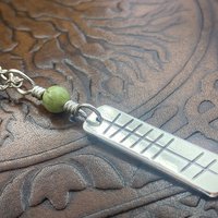Grá Ogham Necklace, Love Bar Charm, Sterling Silver, Connemara Marble, Irish Celtic Jewelry, Hand Carved, Love Friend Gifts, Art Jewelry