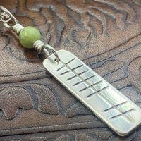 Grá Ogham Necklace, Love Bar Charm, Sterling Silver, Connemara Marble, Irish Celtic Jewelry, Hand Carved, Love Friend Gifts, Art Jewelry