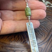 Creid Ogham Necklace, Believe Bar Charm, Sterling Silver, Connemara Marble, Irish Celtic Jewelry, Hand Carved, Believe In, Art Jewelry