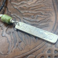 Creid Ogham Necklace, Believe Bar Charm, Sterling Silver, Connemara Marble, Irish Celtic Jewelry, Hand Carved, Believe In, Art Jewelry