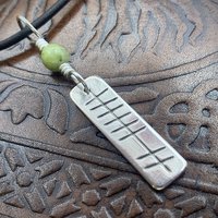 Grá Ogham Necklace, Love Bar Charm, Sterling Silver, Connemara Marble, Irish Celtic Jewelry, Hand Carved, Love Friend Gifts, Art Jewelry