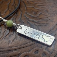 Grá Ogham Necklace, Love Bar Charm, Sterling Silver, Connemara Marble, Irish Celtic Jewelry, Hand Carved, Love Friend Gifts, Art Jewelry