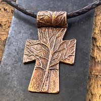 Tree Cross Pendant, Copper Cross, Tree Branch Cross, Men's Jewelry, Irish Celtic Trees, Hand-Carved, Spiritual Gifts, Tree of Life, Earthy