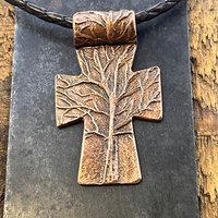 Tree Cross Pendant, Copper Cross, Tree Branch Cross, Men's Jewelry, Irish Celtic Trees, Hand-Carved, Spiritual Gifts, Tree of Life, Earthy