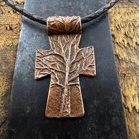 Tree Cross Pendant, Copper Cross, Tree Branch Cross, Men's Jewelry, Irish Celtic Trees, Hand-Carved, Spiritual Gifts, Tree of Life, Earthy