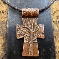 Tree Cross Pendant, Copper Cross, Tree Branch Cross, Men's Jewelry, Irish Celtic Trees, Hand-Carved, Spiritual Gifts, Tree of Life, Earthy