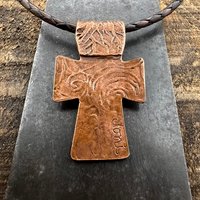 Tree Cross Pendant, Copper Cross, Tree Branch Cross, Men's Jewelry, Irish Celtic Trees, Hand-Carved, Spiritual Gifts, Tree of Life, Earthy