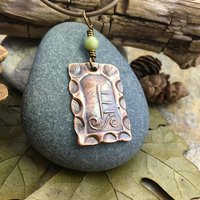 Alder Tree Ogham Charm, Copper Pendant, Connemara Marble, Celtic Tree Astrology, Irish Gaelic, Hand Carved, Birth Sign, March 18 – April 14