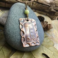 Alder Tree Ogham Charm, Copper Pendant, Connemara Marble, Celtic Tree Astrology, Irish Gaelic, Hand Carved, Birth Sign, March 18 – April 14