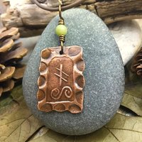 Ivy Ogham Charm, Copper Pendant, Connemara Marble, Celtic Tree Astrology, Hand Carved Art, Leather & Vegan Cords, September 30 – October 27