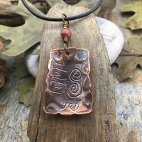 Holly Ogham Charm, Copper Pendant, Connemara Marble, Hand Carved, Irish Celtic Jewelry, Celtic Tree Astrology, Druid Tree, July 8 – August 4