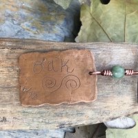 Oak Tree Ogham Charm, Copper Pendant, Connemara Marble, Celtic Tree Astrology, Irish Celtic Spirals, Hand Carved Art, June 10 to July 7