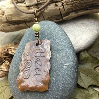 Hazel Tree Ogham Charm, Copper Pendant, Celtic Tree Astrology, Connemara Marble, Hand Carved, Spirals, Celtic Zodiac, August 5 – September 1