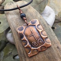 Hawthorn Tree Ogham Charm, Copper Pendant, Connemara Marble, Celtic Tree Astrology, Hand Carved Art, Irish Gaelic Spirals, May 13 – June 9