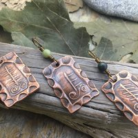 Hawthorn Tree Ogham Charm, Copper Pendant, Connemara Marble, Celtic Tree Astrology, Hand Carved Art, Irish Gaelic Spirals, May 13 – June 9