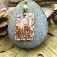 Alder Tree Ogham Charm, Copper Pendant, Connemara Marble, Celtic Tree Astrology, Irish Gaelic, Hand Carved, Birth Sign, March 18 – April 14