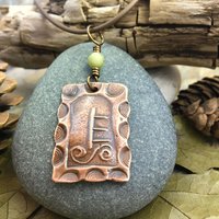 Alder Tree Ogham Charm, Copper Pendant, Connemara Marble, Celtic Tree Astrology, Irish Gaelic, Hand Carved, Birth Sign, March 18 – April 14