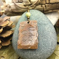 Alder Tree Ogham Charm, Copper Pendant, Connemara Marble, Celtic Tree Astrology, Irish Gaelic, Hand Carved, Birth Sign, March 18 – April 14