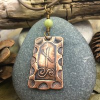 Vine Ogham Charm, Copper Pendant, Connemara Marble, Celtic Tree Astrology, Irish Celtic Spirals, Hand Carved, September 2 to September 29