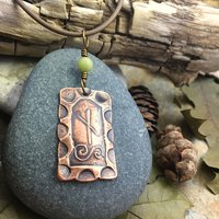 Vine Ogham Charm, Copper Pendant, Connemara Marble, Celtic Tree Astrology, Irish Celtic Spirals, Hand Carved, September 2 to September 29