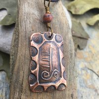Holly Ogham Charm, Copper Pendant, Connemara Marble, Hand Carved, Irish Celtic Jewelry, Celtic Tree Astrology, Druid Tree, July 8 – August 4